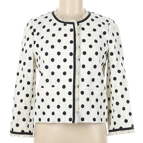 NWT J.Crew Polka Dot Cotton Tweed Jacket - Picture 2 of 3